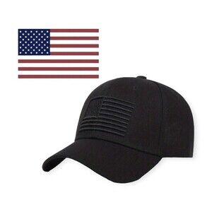 USA American Flag Black Hat Adjustable Mens Trucker Baseball Military Snapback